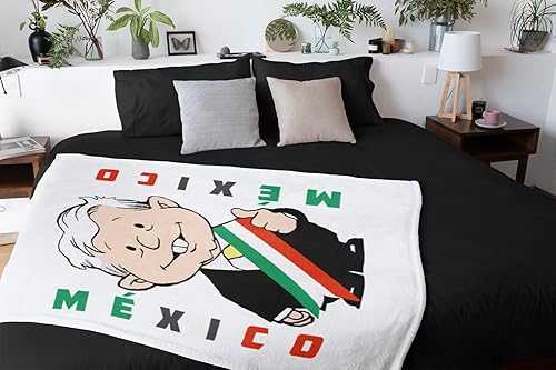 Miniatura 10 de MEXICANDOO AMLO - Manta de terciopelo con estampado de dibujos animados Amlito en un lado, manta ligera de felpa (Frazada de AMLO Cobija), tamaño 50