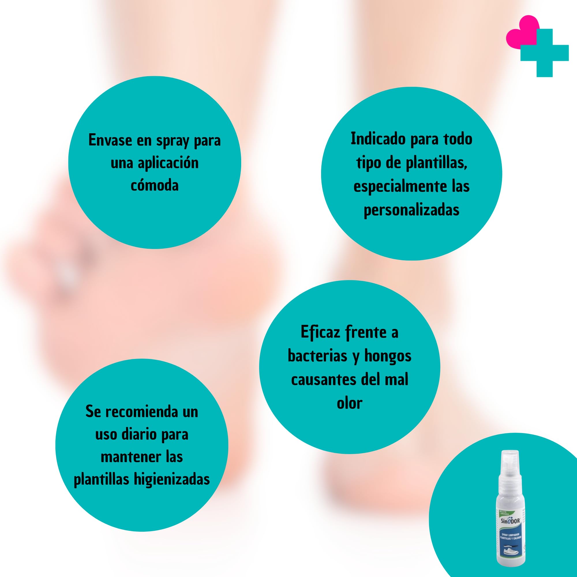 Spray Limpiador de Plantillas Herbi Feet 30 ml. Spray Antiolor Calzado y Pies. Spray Desinfectante Zapatos Portátil Antibacteriano y Fungicida. Higienizante Plantillas