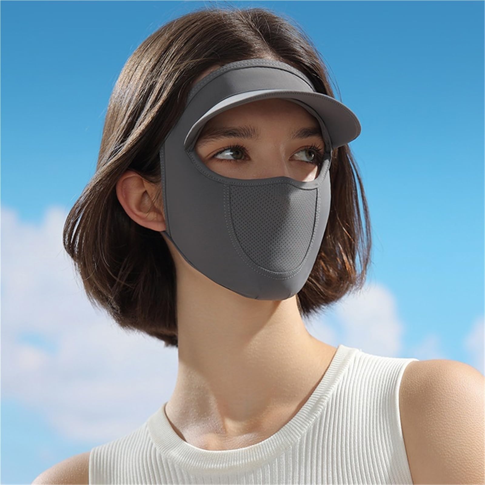 2 piezas mascarilla facial completa de verano con ala Para Mujeres | Protección solar Transpirable Mascarilla for mujer Viaje al aire libre Playa Facekini