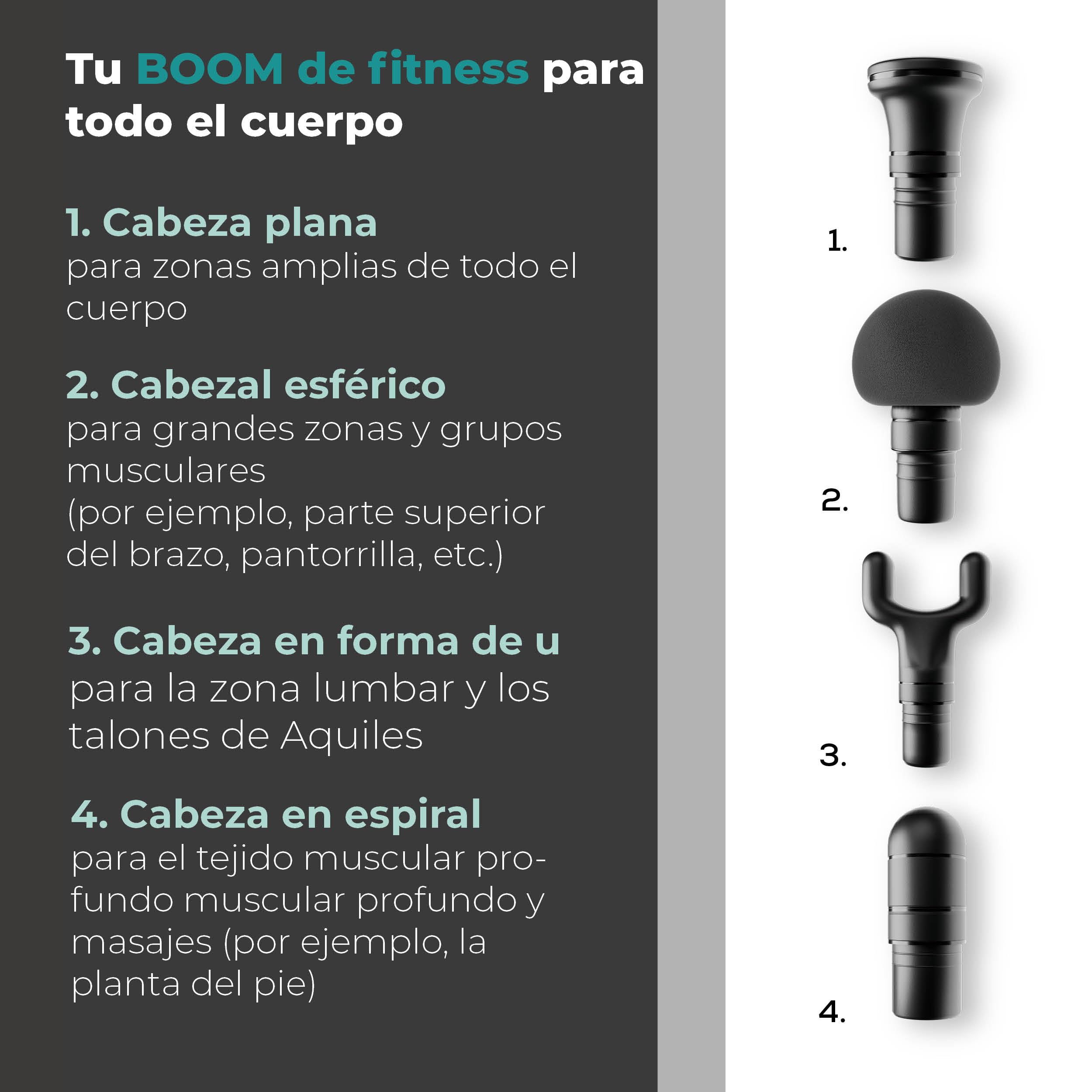 Beurer Antelope BOOM Pistola de masaje muscular, Massage Gun compacta con 4 accesorios, para relajación y regeneración, potente masaje de puntos gatillo, 5 niveles de intensidad y batería