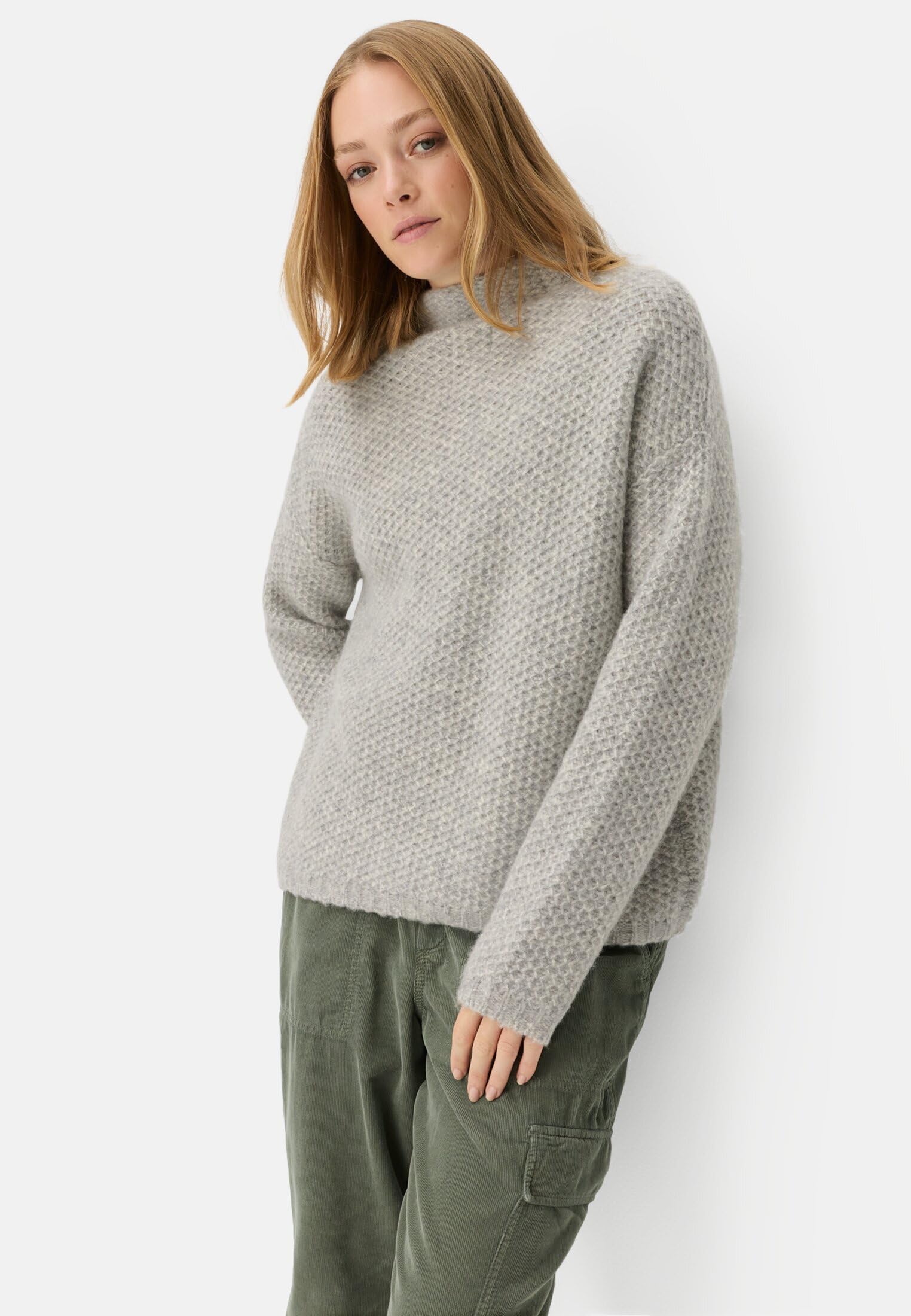 camel active Damen Strickpullover mit Stehkragen