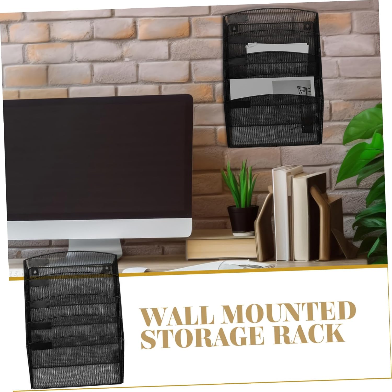 Wall Mount File Rack Office Organizer Mesh Bookshelf Hanging File Folders Wall Bookshelf