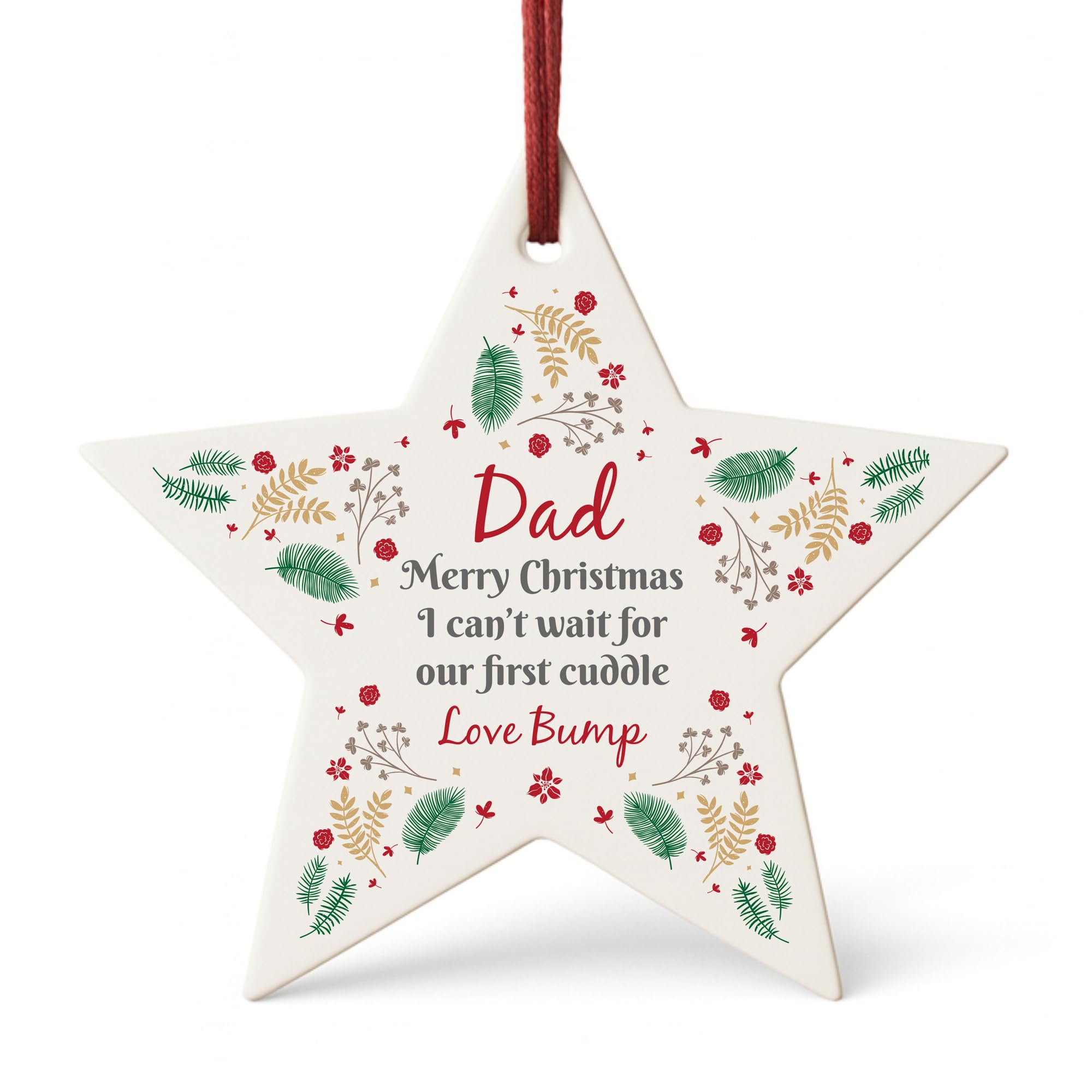 Red Ocean Merry Christmas Dad To Be From Bump Acrylic Star Bauble For New Dad Christmas Tree Decoration Baby Bump Beautiful Keepsake