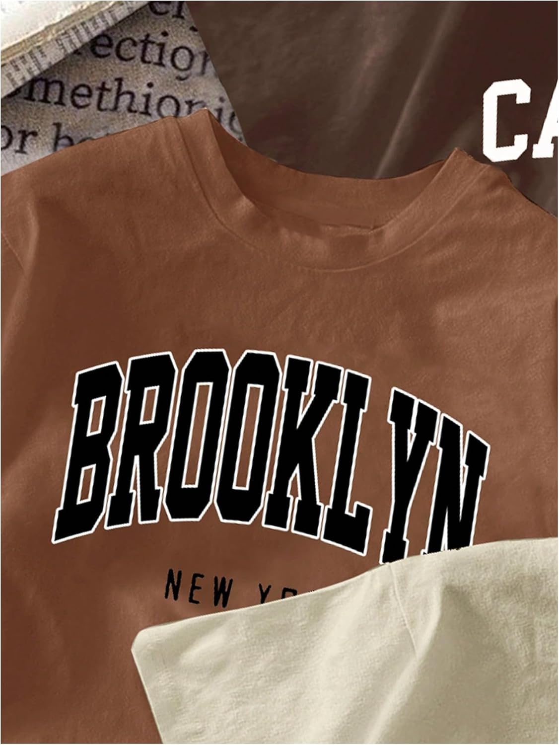 SOLY HUX Women's Letter Graphic Tees Crew Neck Short Sleeve Cropped T-Shirts Summer Tops - Image 5