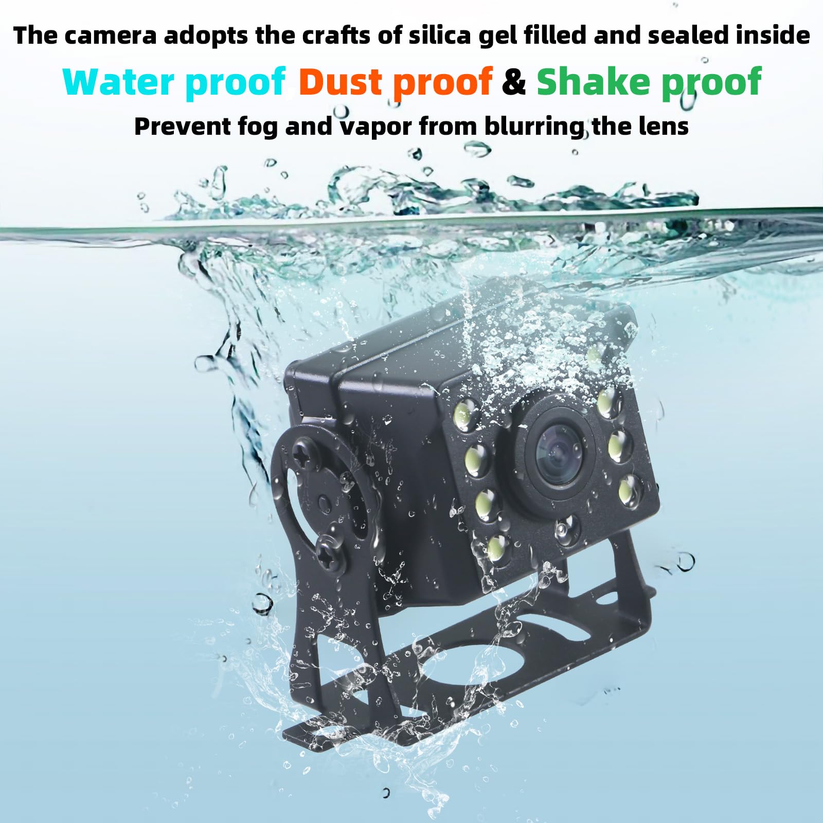 Telecamera Posteriore, Retrocamera Camper HD 8 LED con Visione Notturna con Connettore Aviation a 4 Pin, Impermeabile IP68, Grandangolo 110°, Adatta per Camion/Rimorchi/Autobus/Furgoni (9-36 V