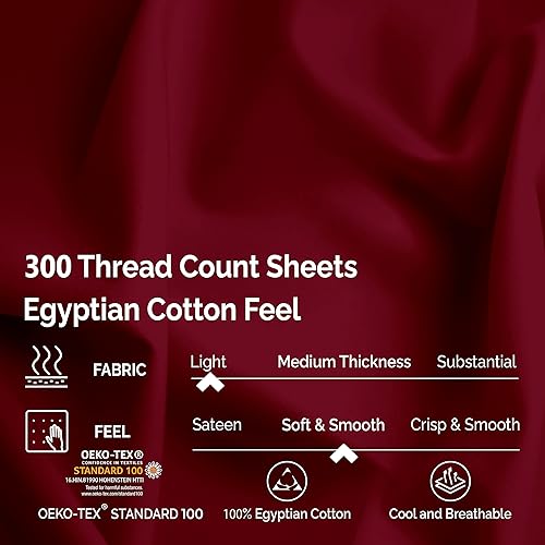 Miniatura 3 de Algodón peinado de grapa larga 100% Premium de 300hilos, juego de hojas de 4piezas Count California King, bolsillo profundo, una sola capa, sólido,