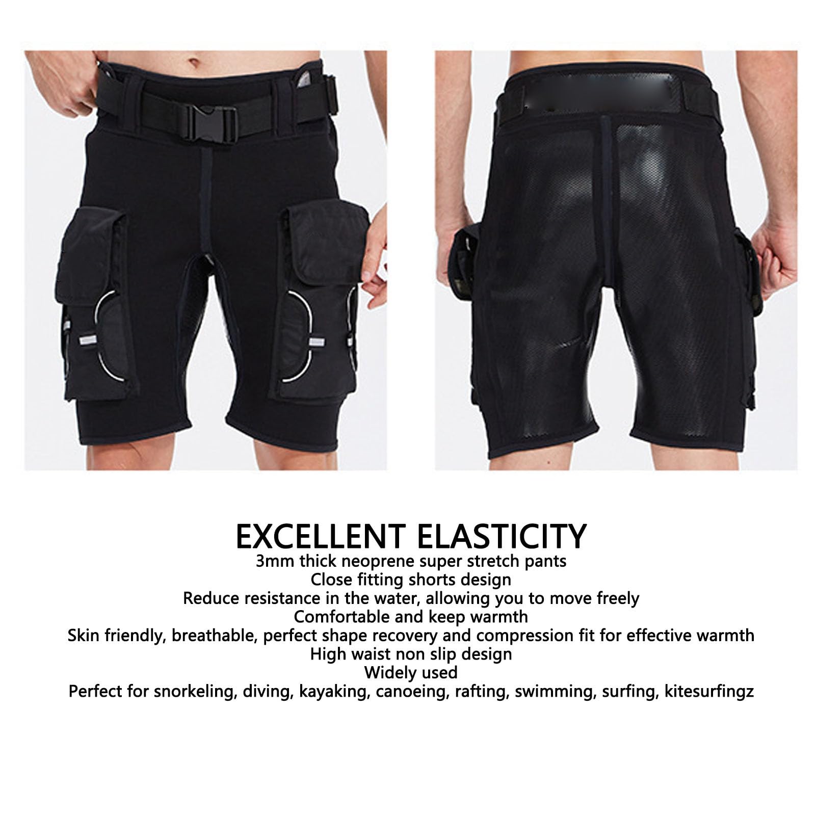 POENVFPO Pantalones cortos de neopreno técnicos para hombre, ajuste de compresión, cintura alta, calor, pantalones cortos de surf para buceo y snorkel