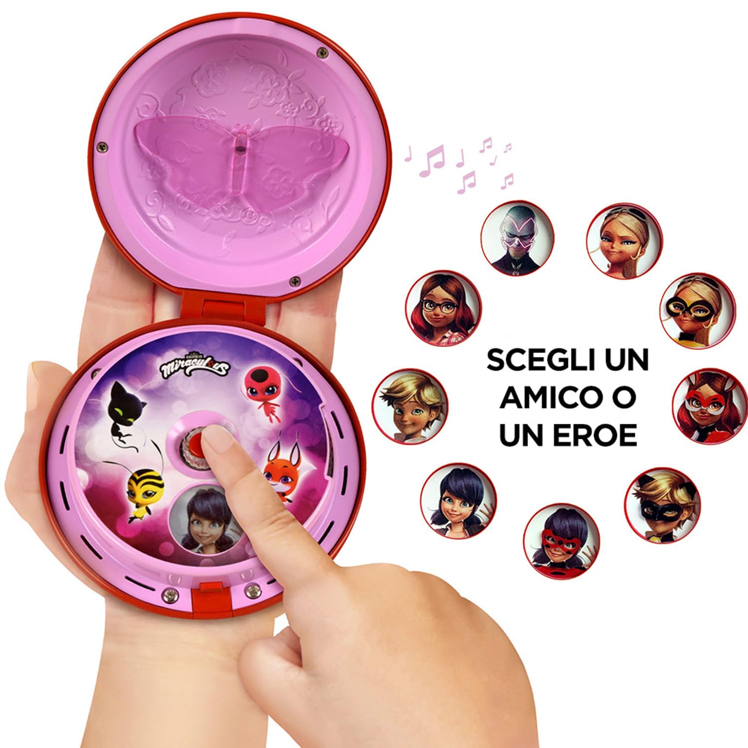 Bandai - Miraculous - Telefono magico di Ladybug - Accessorio di role play per travestirsi da Ladybug - Giocattolo sonoro e luminoso - Giocattolo per bambini 4 anni e +