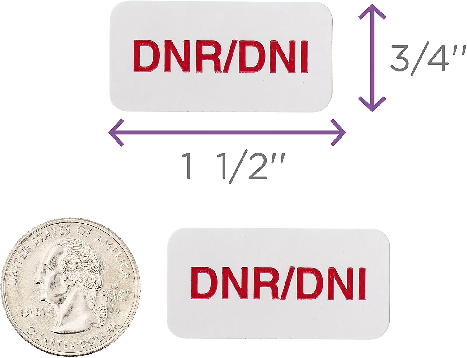 Carstens Medical Stickers – DNR/DNI Alert and Instruction Labels for Medical Charts, White and Red, Roll of 100 Patient Chart Labels, W1.5" x H.75"