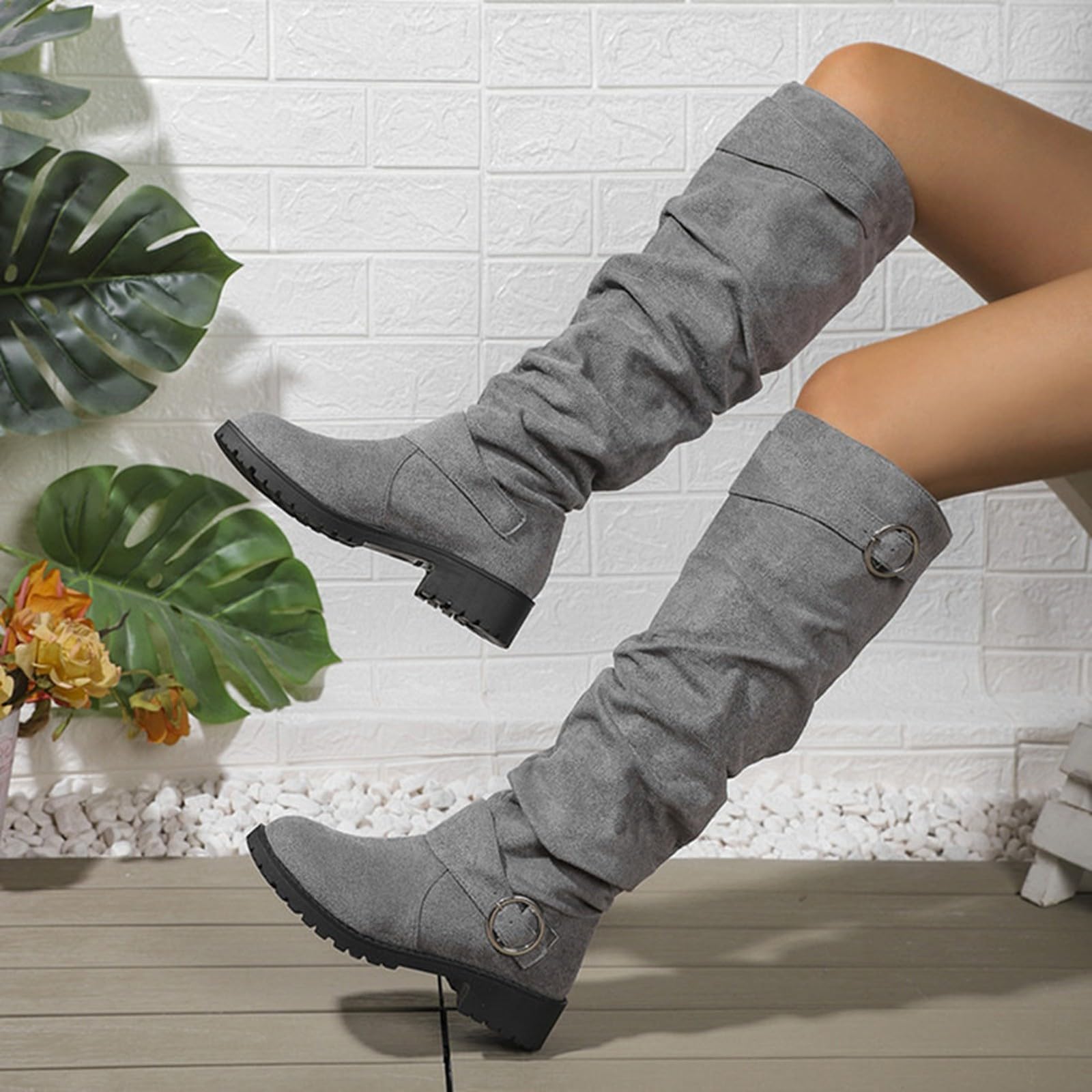 Générique Boots Femme Bottes Chaudes Femme Bottine Hiver Mollet Large Cavalieres Chaussures Pieds Larges Chaussure Botte Equitation Boots Cuir Et Fourrées Bottines Cuissardes Confortable Plates pour