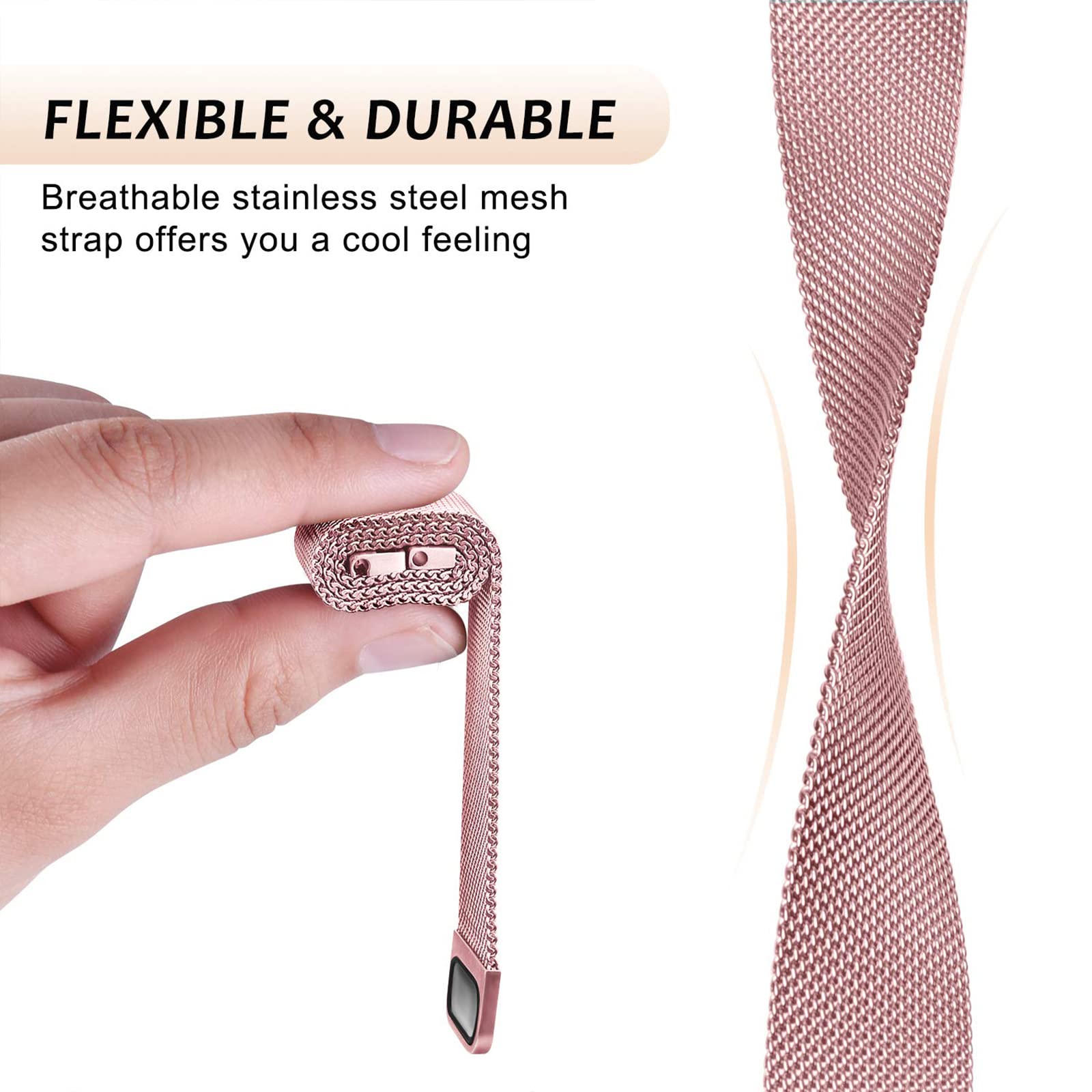 Harikiri Magnetic Straps Compatible with Xiaomi Mi Band 9/8,Metal Replacement Strap for Women and Men, Pink, 140 à 215 mm - Image 4