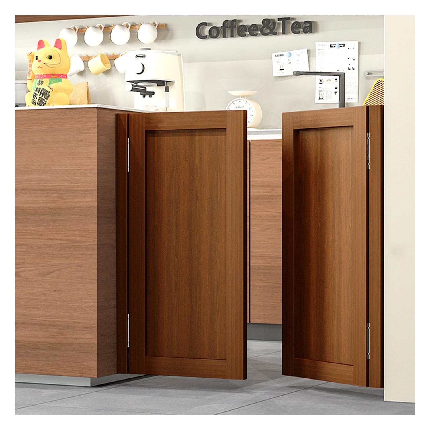 Portes battantes en bois massif pour séparation d'entrée style bistrot