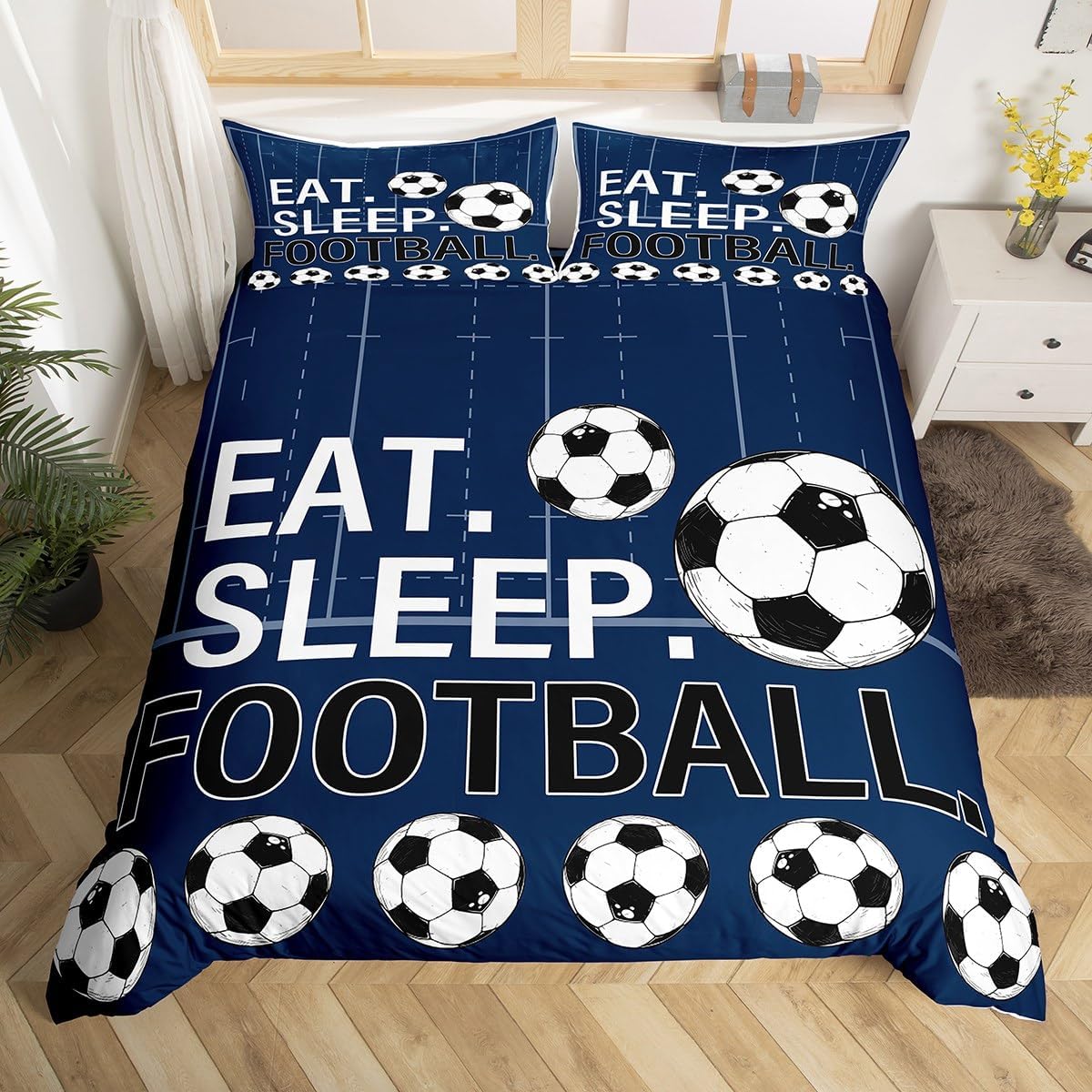 Castle Fairy Football Toddler Bedding Sets 2 Pcs,Geometric Grid Rugby Field Print Duvet Cover for Kids Boys Teens,Western Sports Style Modern Quilt Cover with 1 Pillowcase,No Comforter