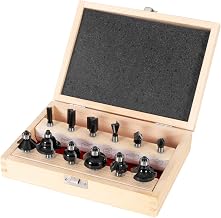 STIER Fräser Set 12-tlg, 8 mm Schaft, Fräser für Oberfräse, umfangreiches Holzfräser Set in hochwertiger Holzbox, für Kantenfräsen und Einhandfräsen, lange Standzeit