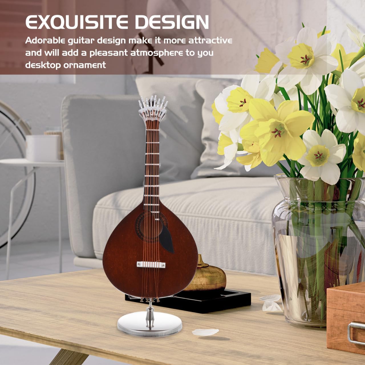 Garneck 1set Mini Guitar Model Stand Decorative Portuguese Guitar Miniature for Home Office Dorm Room Adornment Creative for Music image 5