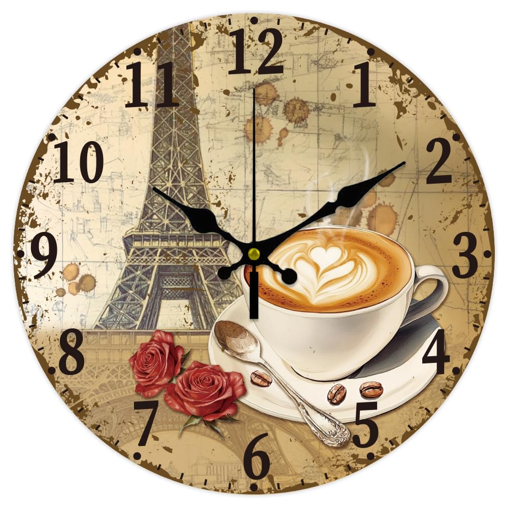 Horloge Murale Ronde Motif Guitare Style Industriel - 30 Cm, Sans Tic-tac, En Fibre De Bois - Parfaite Pour Salon, Chambre, Bureau Ou Cuisine