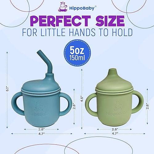 Miniatura 3 de Vaso de transición de silicona para niños mayores de 6 meses Incluye 1 vaso con pajita para niños pequeños y 1 taza para sorber para bebé con asas