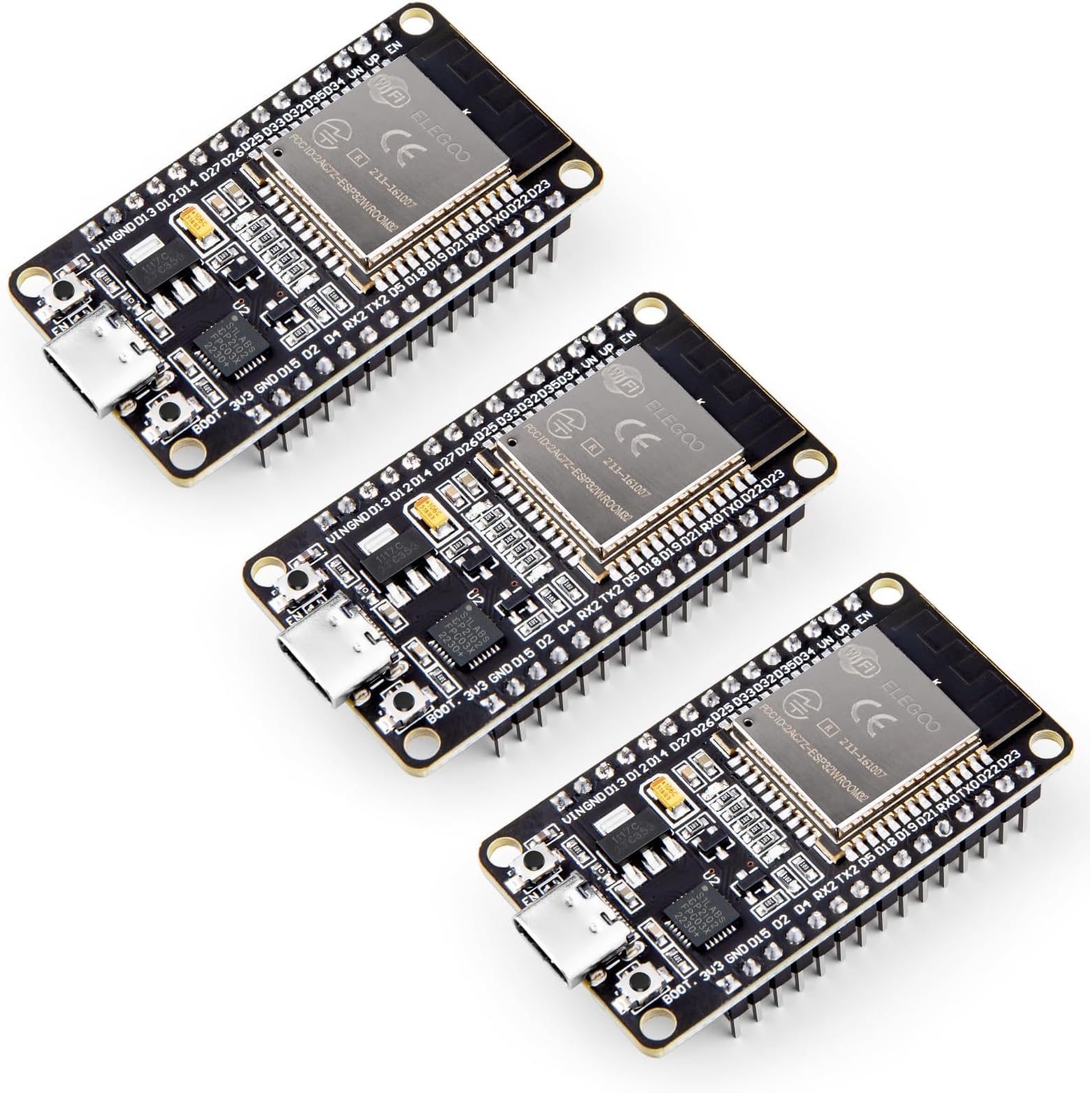 ELEGOO 3PCS ESP-WROOM-32 Development Board USB-C, 2.4GHz Dual Mode WiFi ...