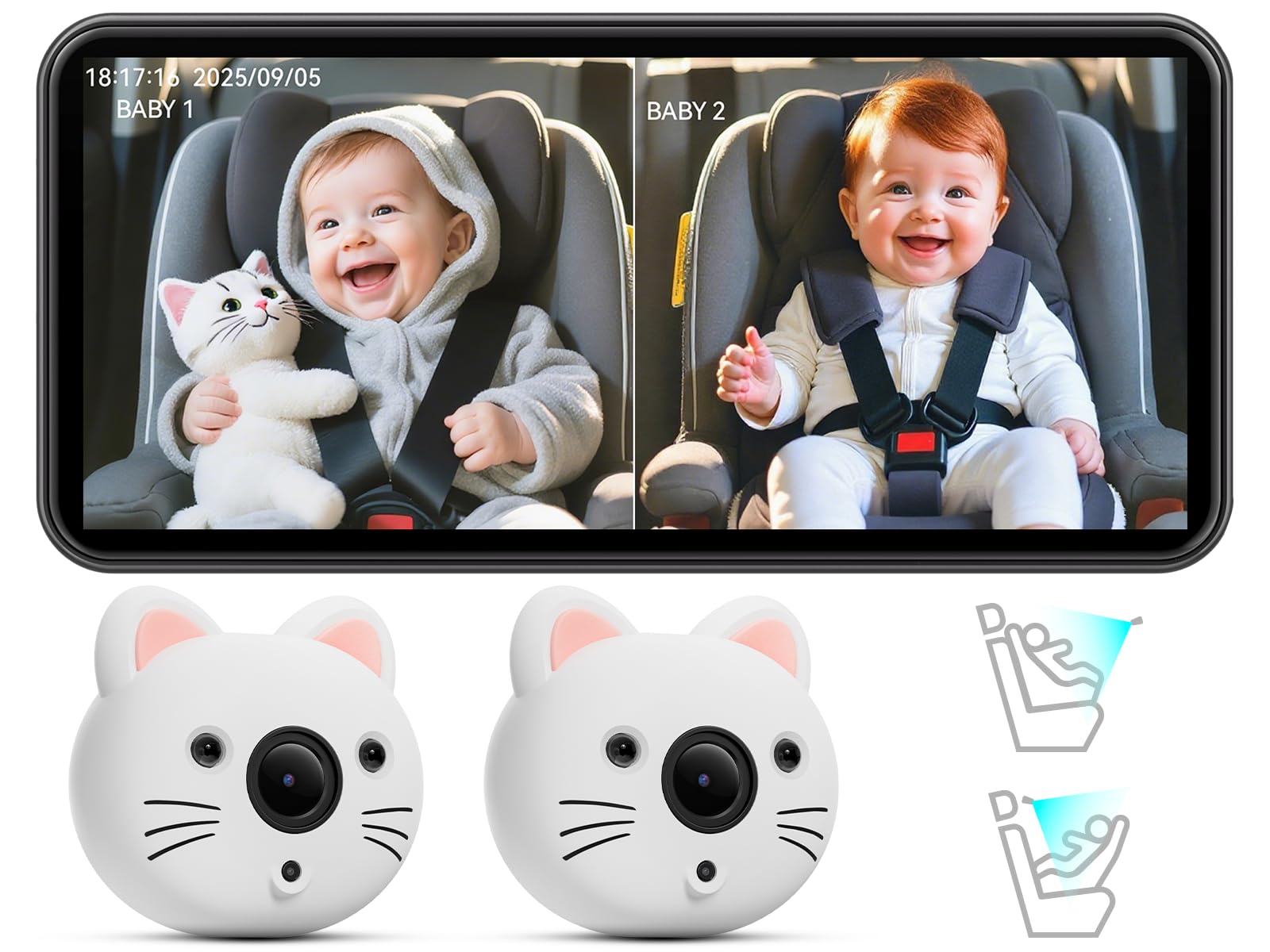 IIWEY Baby Car Camera for 2 Kids