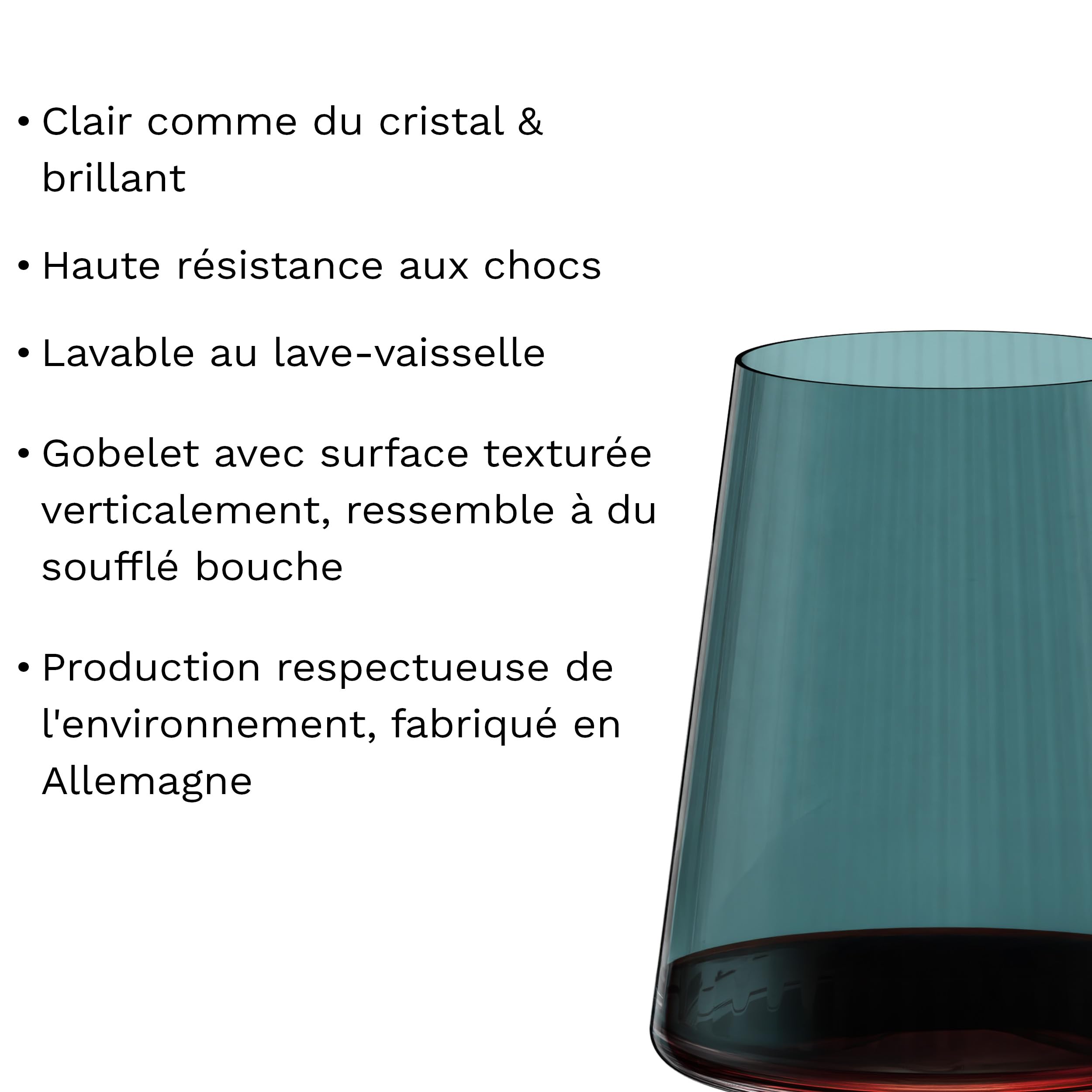 Stölzle Lausitz Gobelet à Vin Blanc Symphony Bleu-Vert Lot de 6, 400 ml – Verres Polyvalents pour Vin Blanc, Eau, Jus & Cocktails – Cristal Élégant, Passe au Lave-Vaisselle & Résistant aux Chocs
