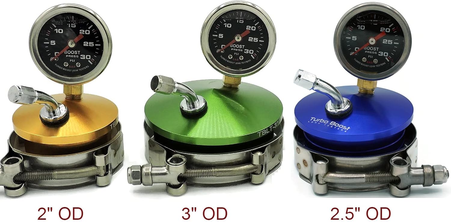 Turbo Boost Leak Testers 2" 2.5" 3" Universal - Billet Aluminum - Tire Valve - 30 PSI Boost Gauges