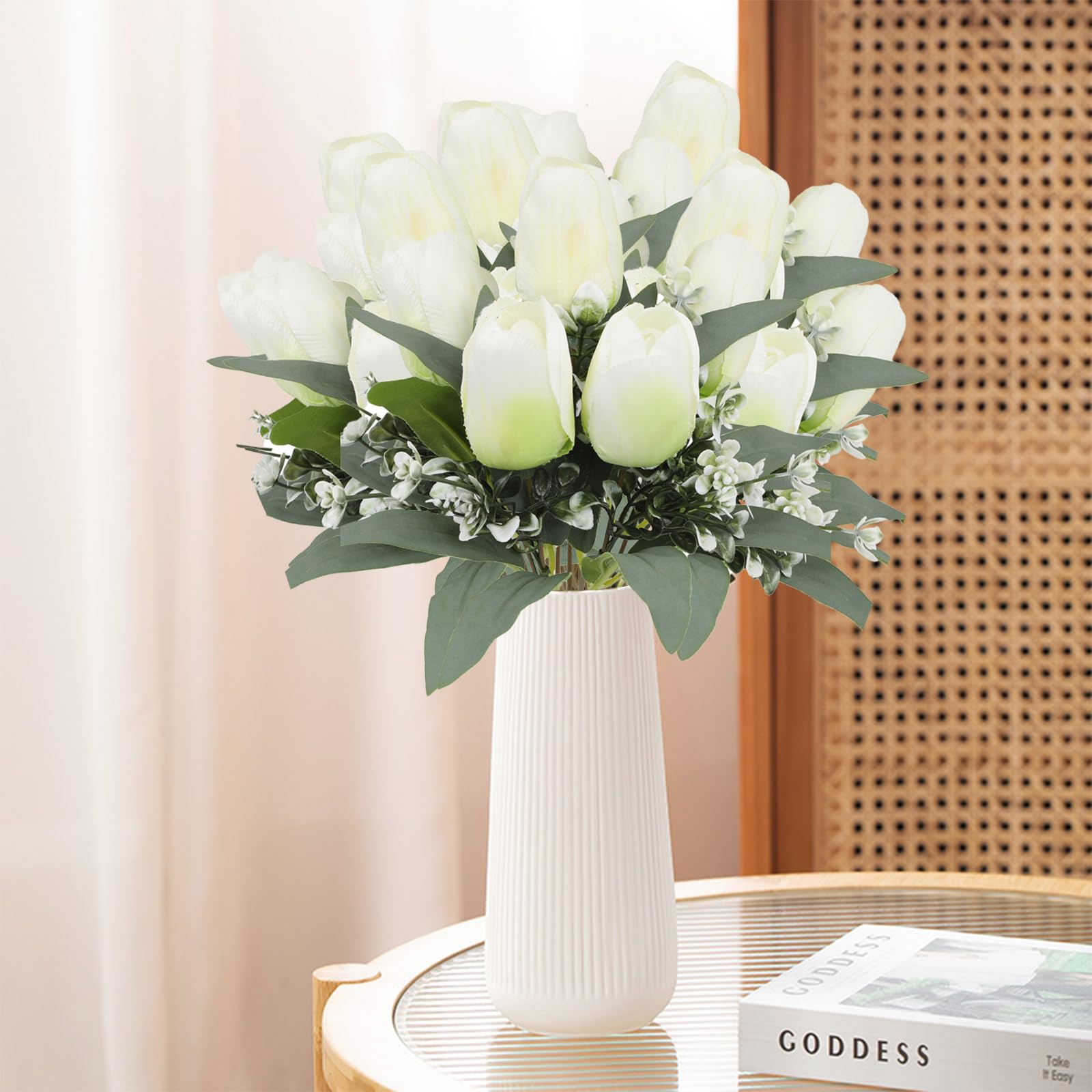 15 Tulipani Finti In Seta, Artificiali Realistici 35 Cm: Bouquet Primaverile Per Casa E Matrimonio (Multicolore 6 Colori) - 4