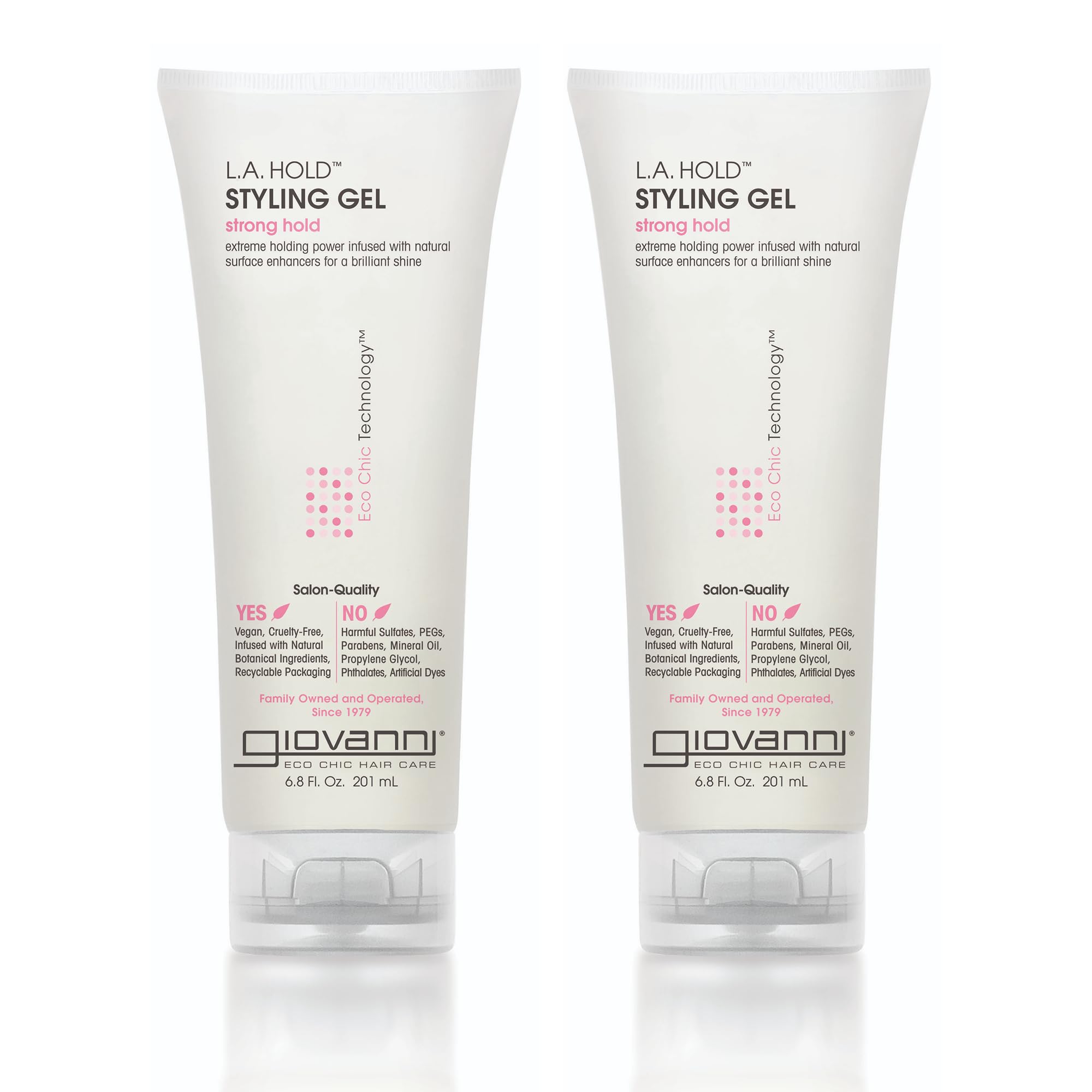 Gel per capelli Giovanni Strong Hold con fissaggio naturale 200 ml (Confezione da 2)