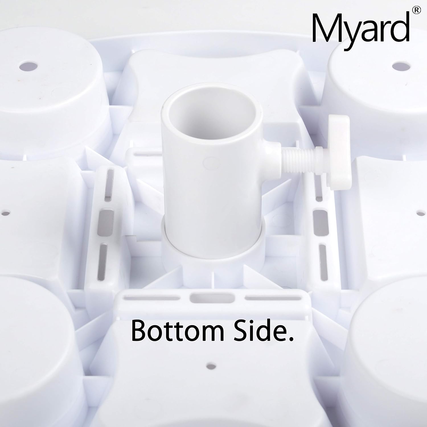 Myard PayandPack Umbrella Table Tray 15 Inches for Beach, Patio, Garden, Swimming Pool with 4 Drink Holders, 4 Snack Compartments, 4 Sunglasses Holes, 4 Phone Slots (White)