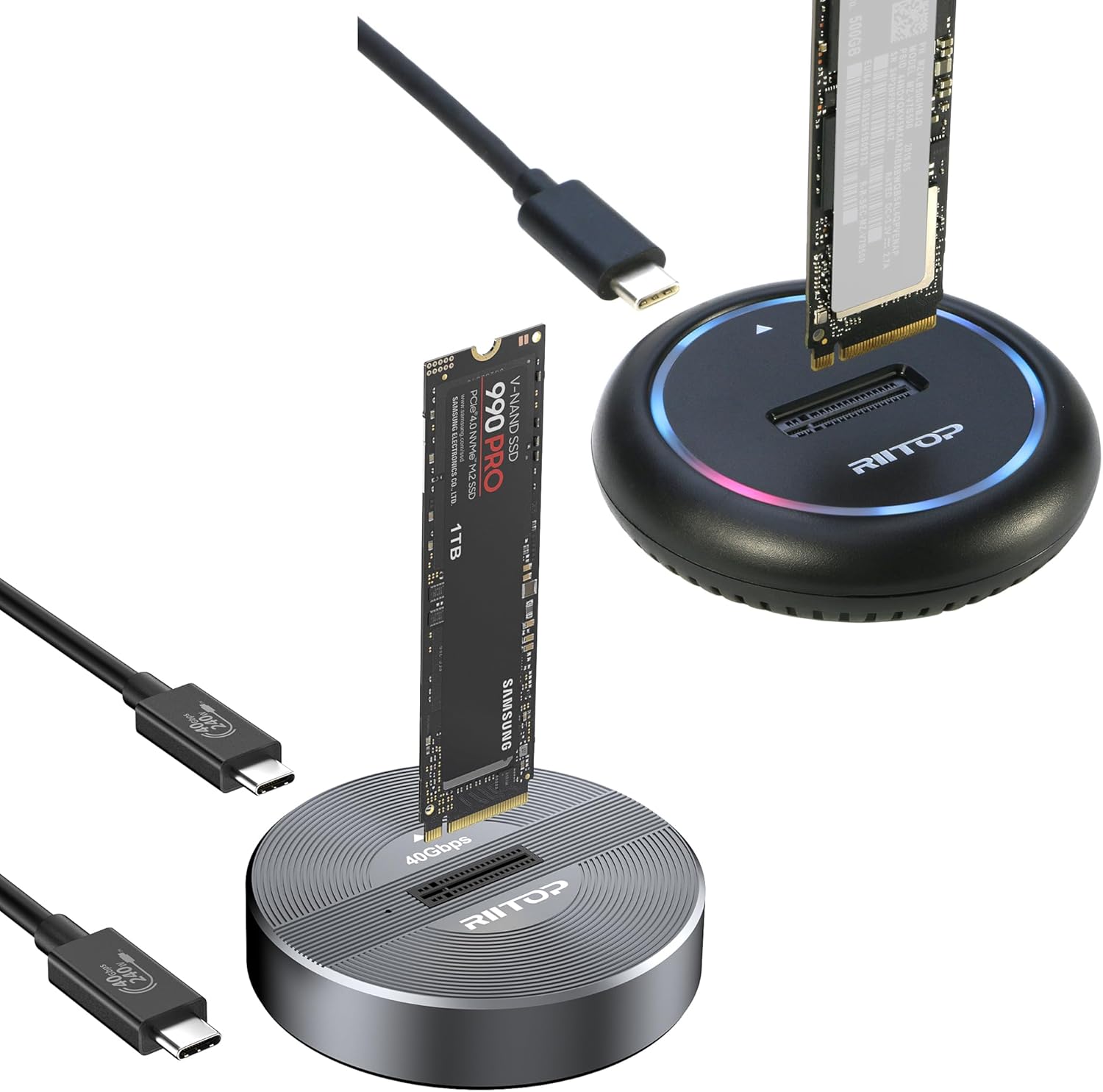 NVMe to USB Docking Station with RGB+ 40Gbps NVMe to USB Docking Station