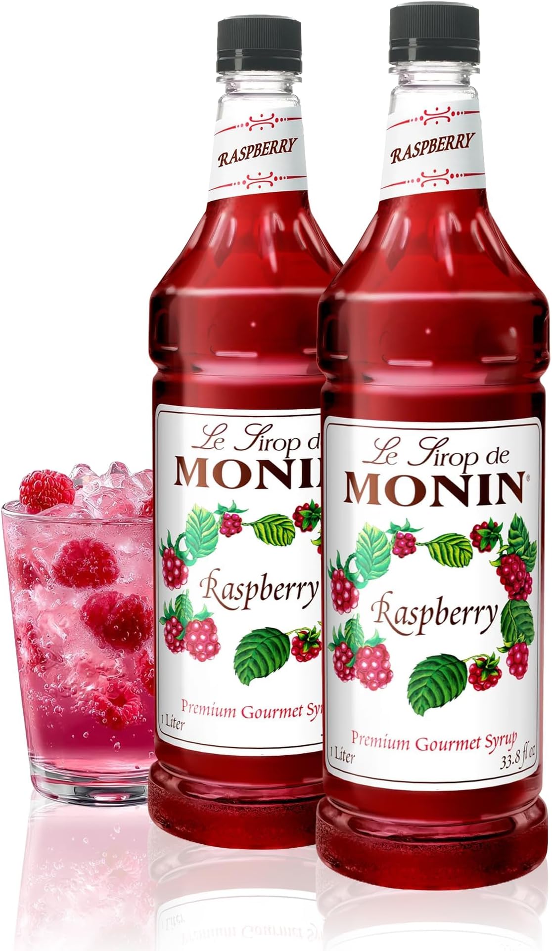 Raspberry Syrup, Sweet and Tart, Great for Cocktails and Lemonades, Gluten-Free, Non-GMO (1 Liter, 2-Pack)