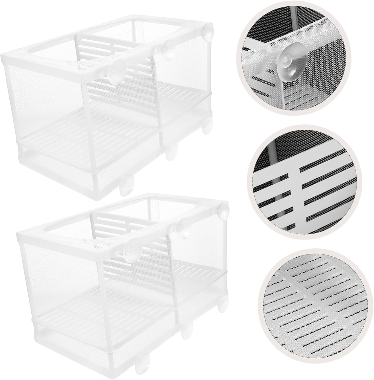 2pcs Fish Tank Breeding Isolation Box Suction Cups Efficient Divider for Shrimp and Fish Hatchery Easy to Install Aquarium Incubator Random Design