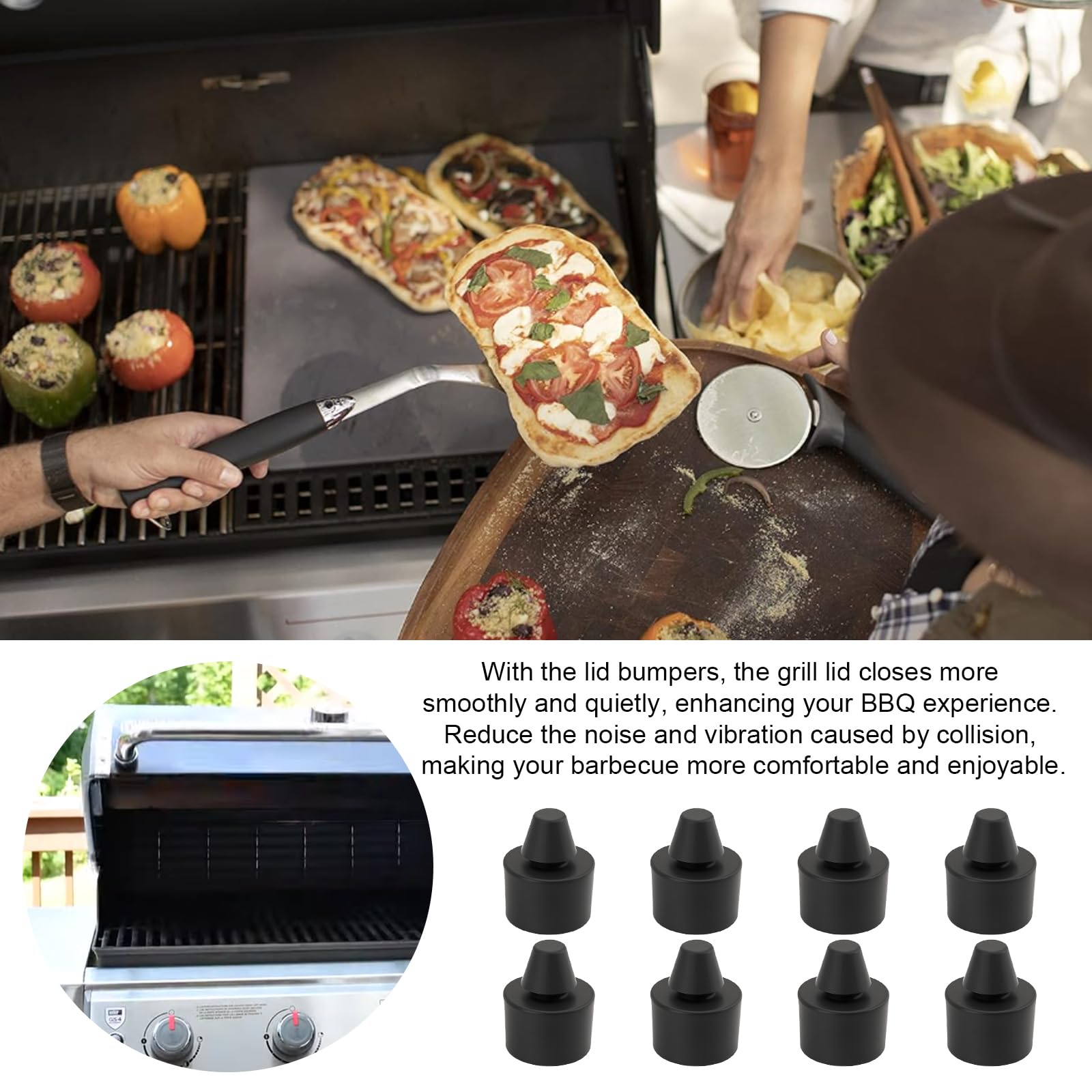 66061 - Coperchi in gomma per barbecue Weber Genesis Spirit Traveler, cuscinetti in silicone per coperchi di griglie, piedini di ricambio per barbecue, confezione da 8