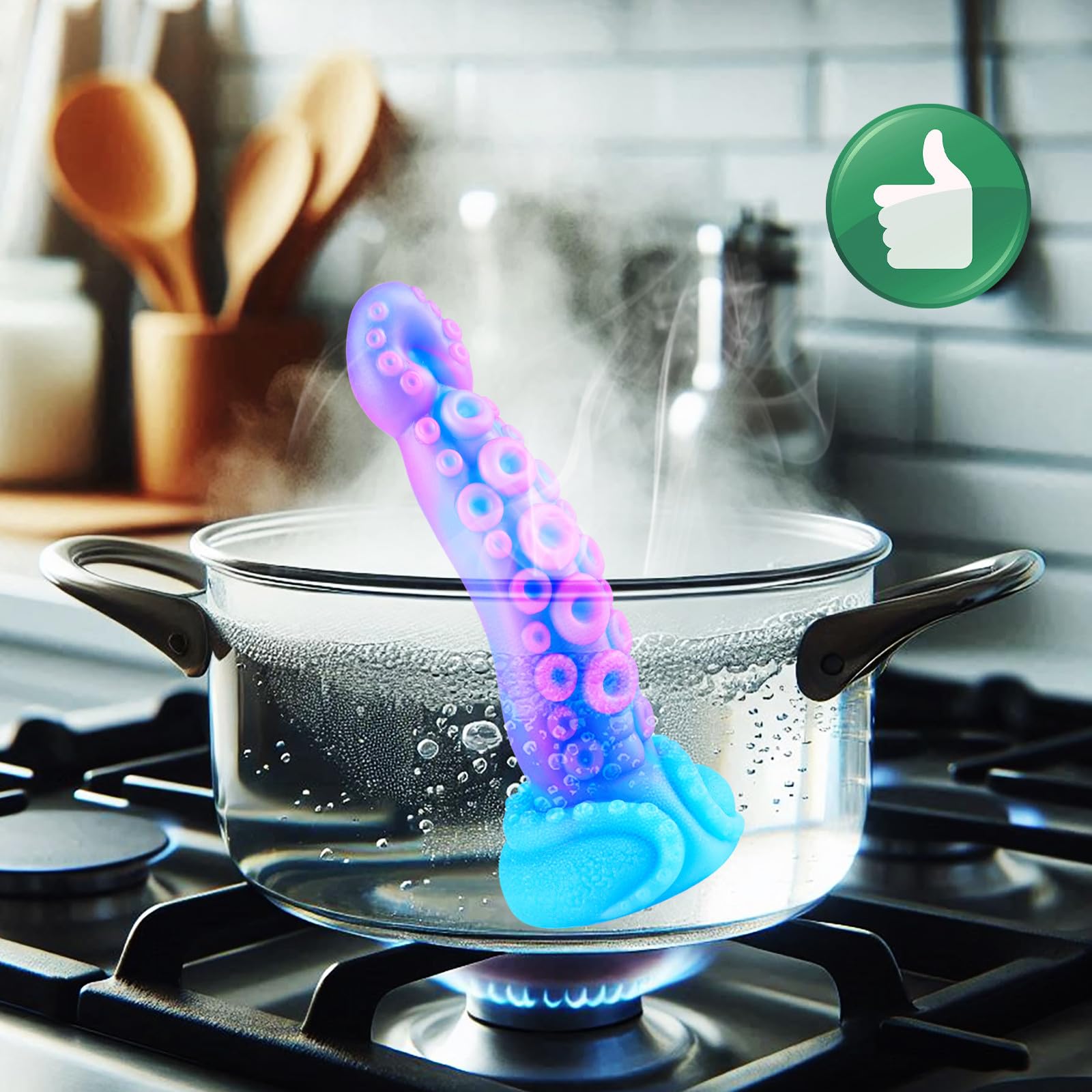 Realistic Monster Tentacle Octopus Dildo 2 Inch Wide, Silicone 8 Inch Extra Large Thick Girthy Anal Dildo Suction Cup, 7 Inch Creature Tapered Alien Dildos Fantasy Colorful Blue Sex Toy for Men Women: S