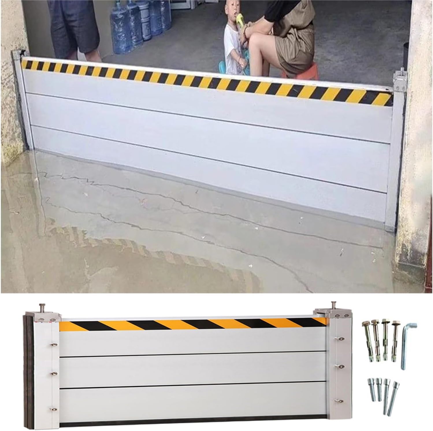 Flood Barrier Shield Aluminum, 3/4/5/6/7/8/9/10/11/12/13ft Long Water Barriers for Flooding Reusable, Homes Door Garage Doorway Flood Prevention Barriers,Small Commercial Subway(H 2ft(60cm),13