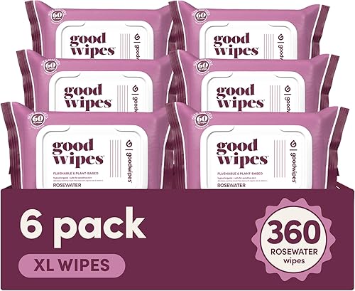 Miniatura 10 de Goodwipes Toallitas desechables y a base de plantas con botánicos  Dispensador para uso doméstico  Shea-Coco con aloe séptico y alcantarillado  360