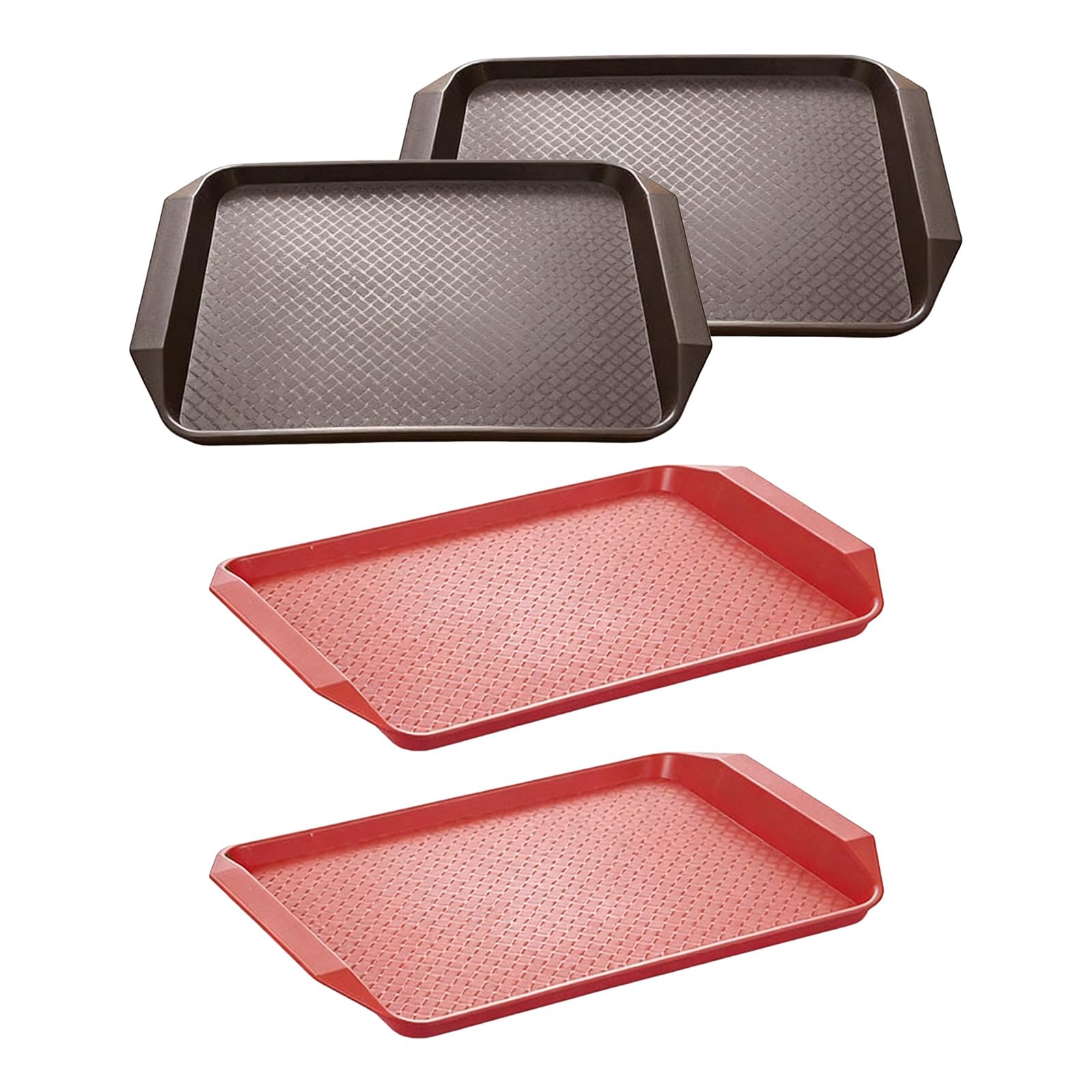 CAZSTYK Of 4 Melamine Trays for Serving and Storing Food During Camping Trip and Home Parties Easy to Cleaning Storage Tray