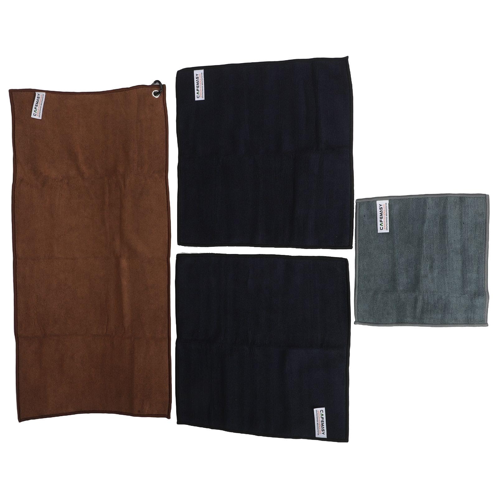 ZYWUOY Panni in microfibra per la pulizia dell'espresso, antigraffio e assorbenti, per macchina del caffè, bar, cucina, confezione da 4, grigio, blu, marrone