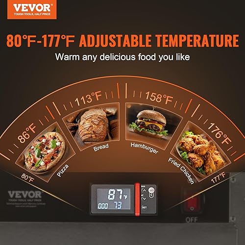 Miniatura 2 de VEVOR Calentador de alimentos Hot Box, calentador de concesión de 19 x 19 x 29 pulgadas con bandeja de agua, cinco sartenes desechables para