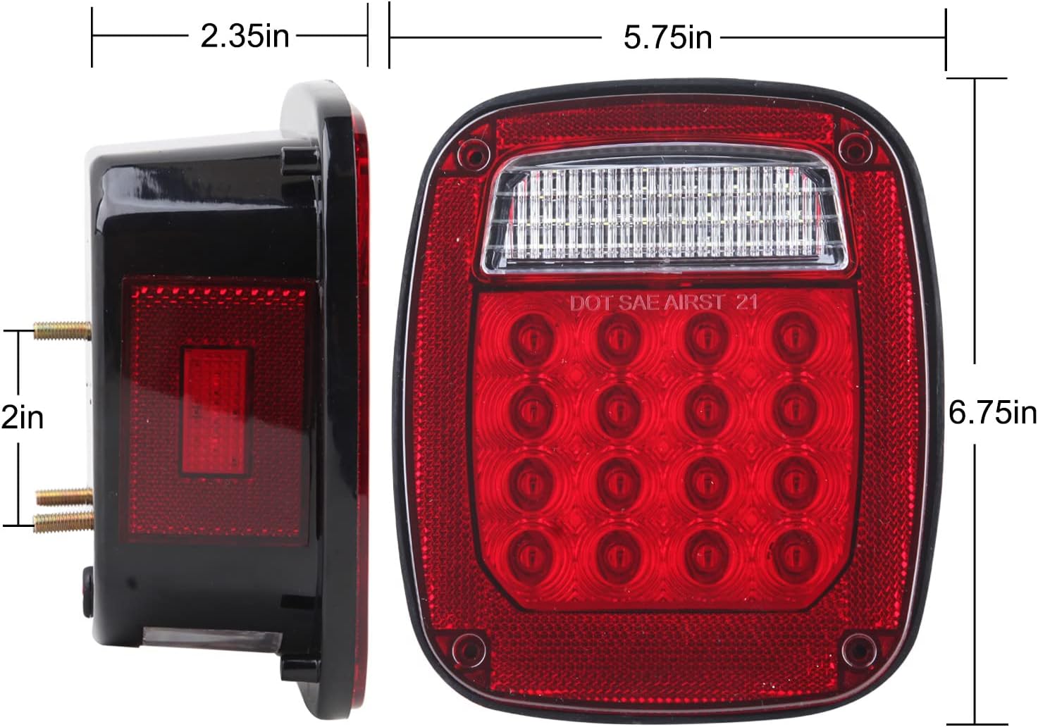 2Pcs Square Rear Combination Tail Lights Lamps Assembly w/Side Marker Lights Red Replacement for 1979-2006 Wrangler TJ YJ CJ-5 CJ-7 Replacement Tail Lights Lamps, Passenger and Driver Side