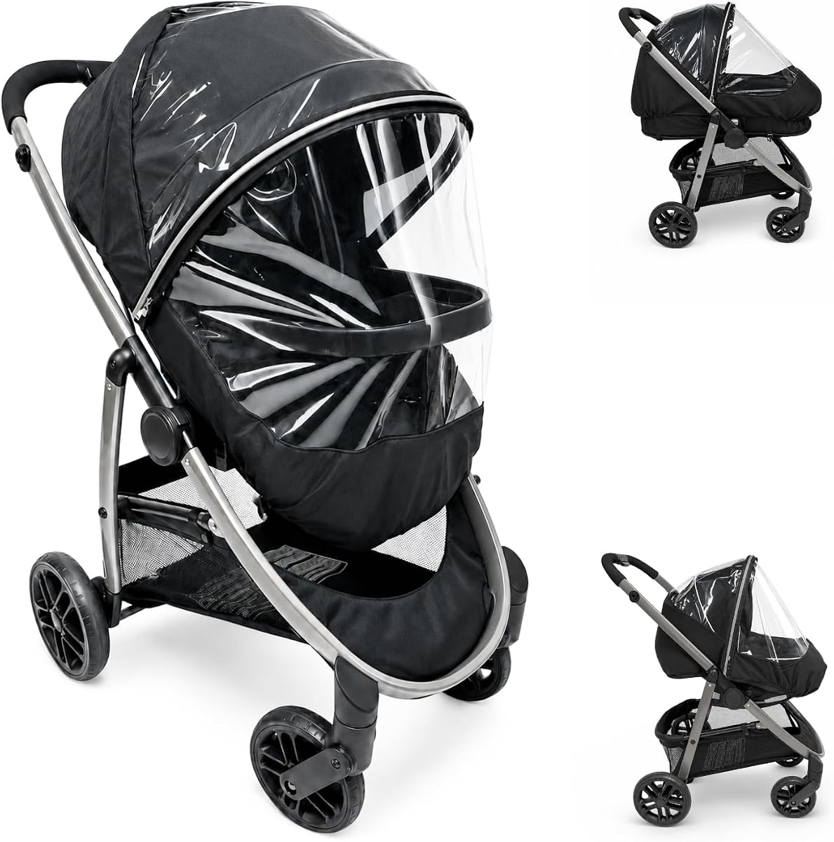 Funda para lluvia para Graco Modes Pramette, Modes Nest y Modes Element de SASHA'S - Acceso con cremallera, orificios de ventilación, protección contra la intemperie de alto rendimiento (cochecito no incluido)