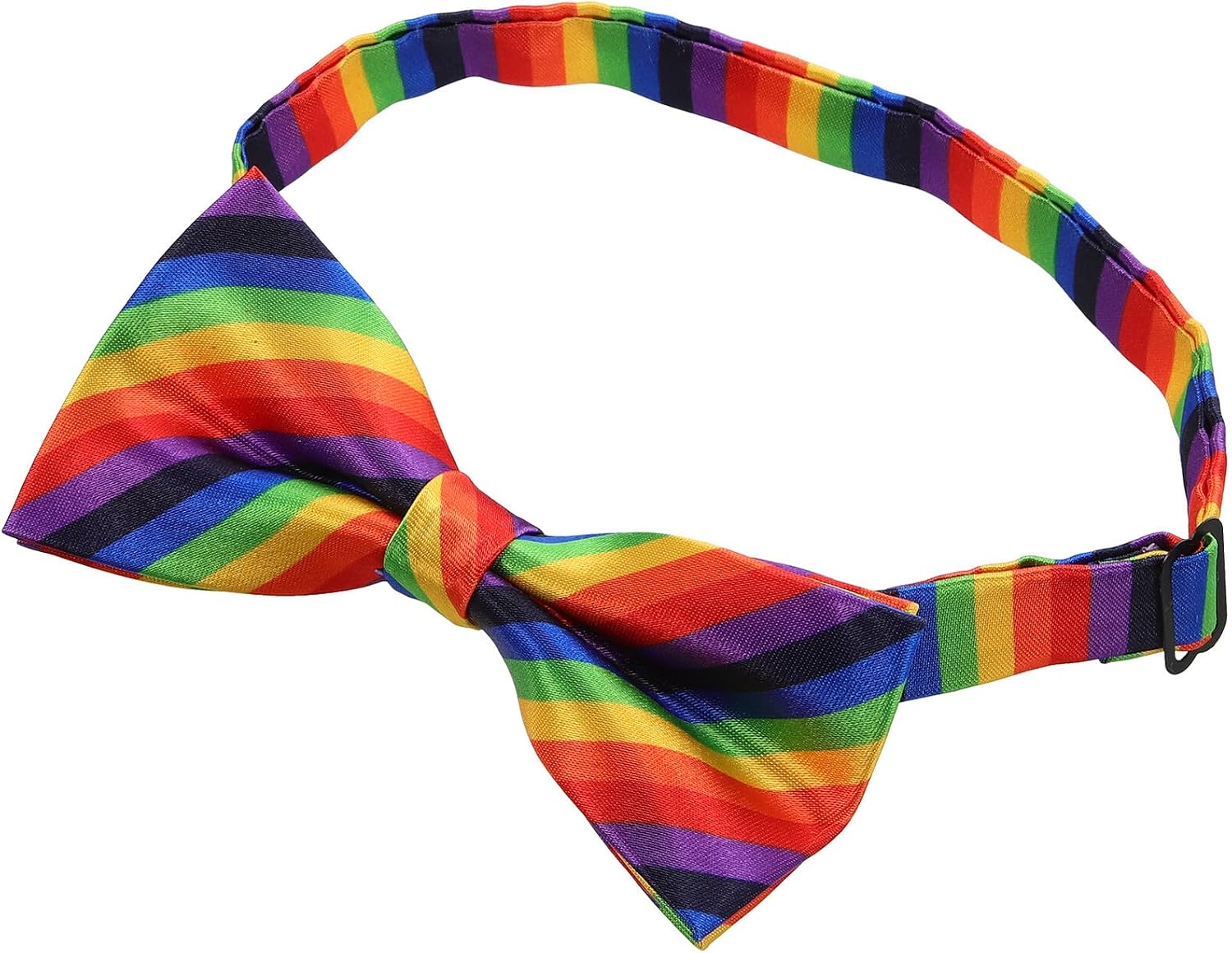 Rainbow Striped Bow Tie for Men and Women, Decorative Polyester Bowtie Accessory, Pre-Tied Adjustable for Weddings, Parties, School Performances, Festival Photo Decor