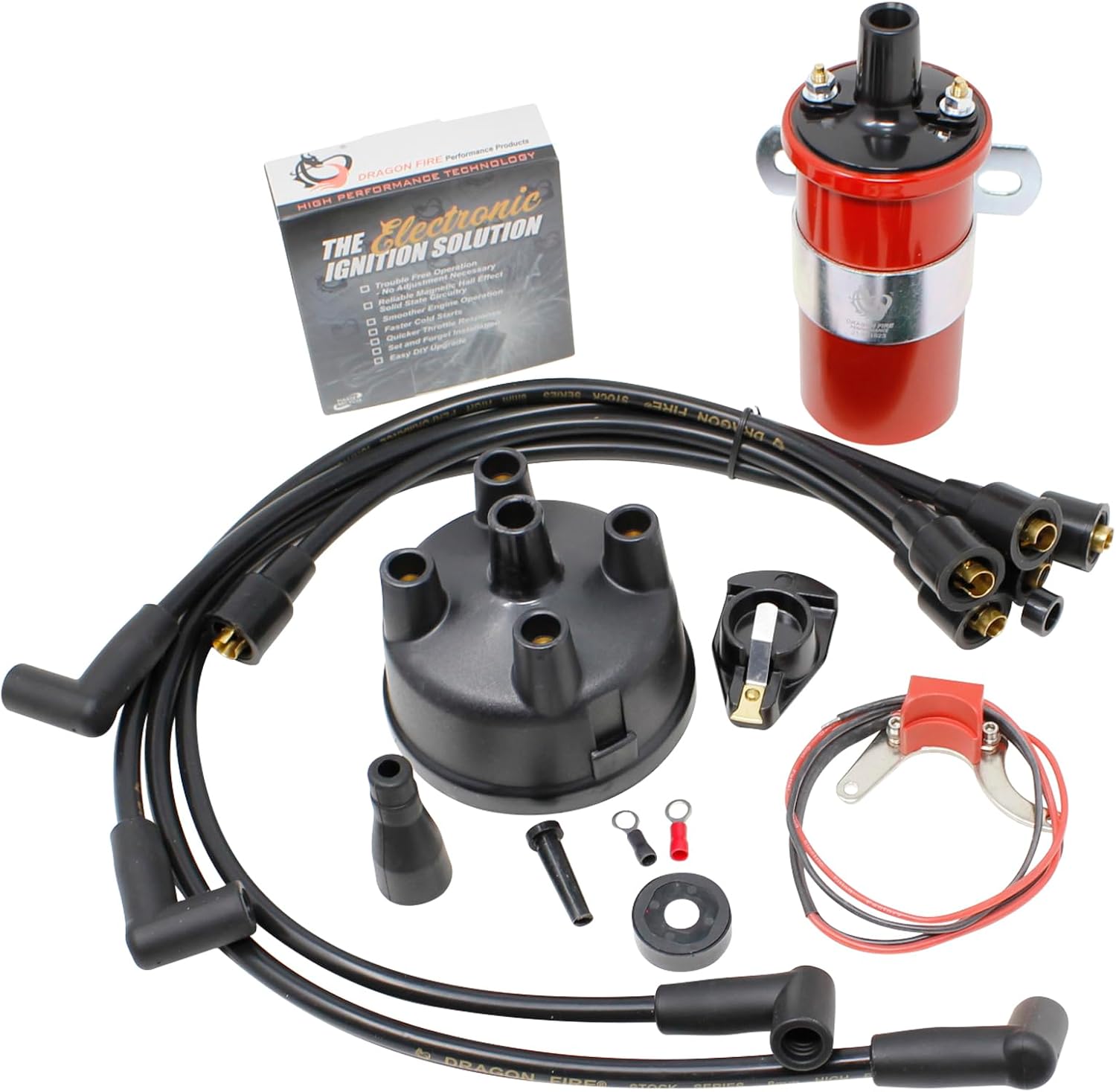 Electronic Ignition Conversion Kit for Side Mount Distributors Compatible with Ford 4-CYL Single Point 12v Negative Ground Tractor Models 8N 500 800 Series 1244A 311185 OEM Fit Kit-1514