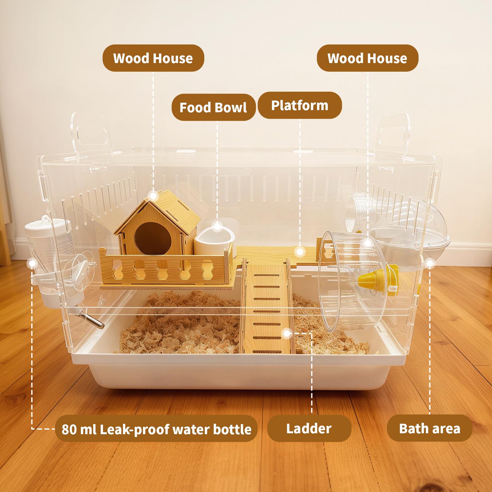 Acrylic Hamster Cage - 2 Tier Habitat -2