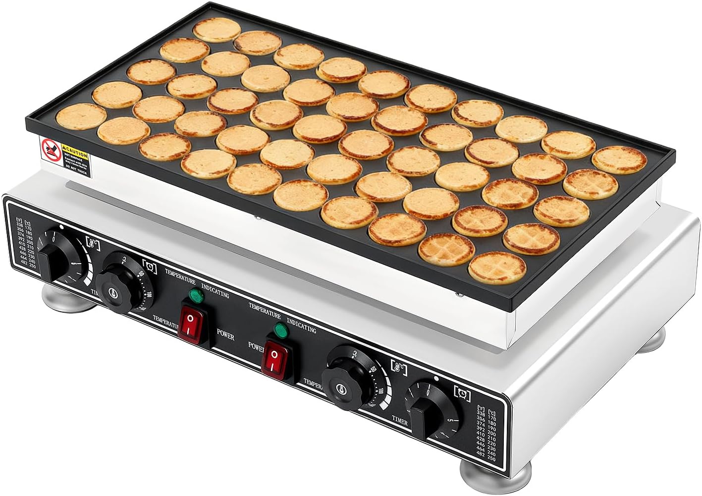 1800W Electric Nonstick Waffle Maker Machine, 50 Pcs Mini Pancake Making Machine with Timer and Temperature Adjustment, Dutch Pancake Maker for Cafes Bakeries Schools