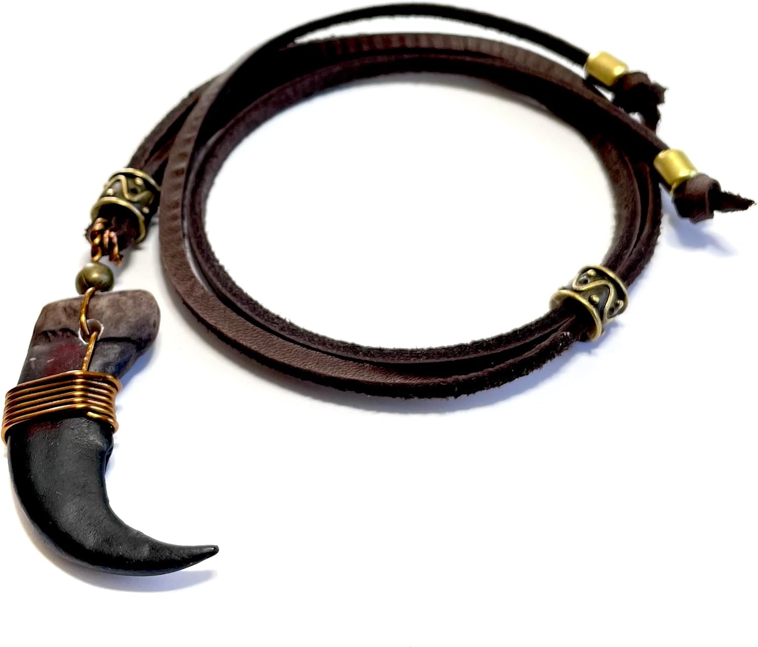 Handmade Native American Style Bear Claw Replica Leather Necklace - Adjustable Native American Inspired Jewelry - UNISEX, MEN, WOMEN, BOHEMIAN STEAMPUNK FASHION - NO Bears Harmed - American Made in Denver.