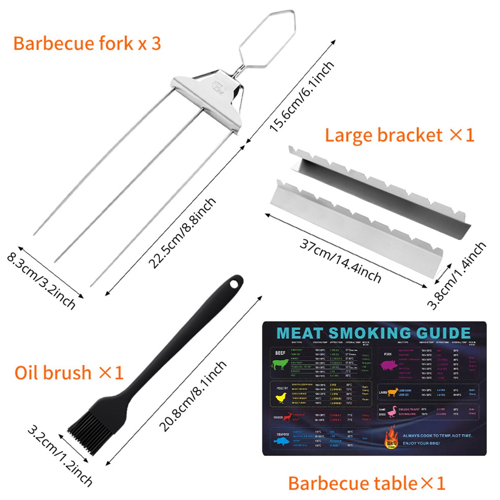 Spiedini in acciaio inossidabile a 3 punte per barbecue con design a maniglia spinta, eccellenti per spiedini carne, verdure e frutti mare resistenti