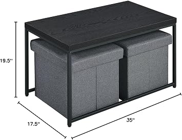 35 Black Wood Grain 3 Pcs Coffee Table Set