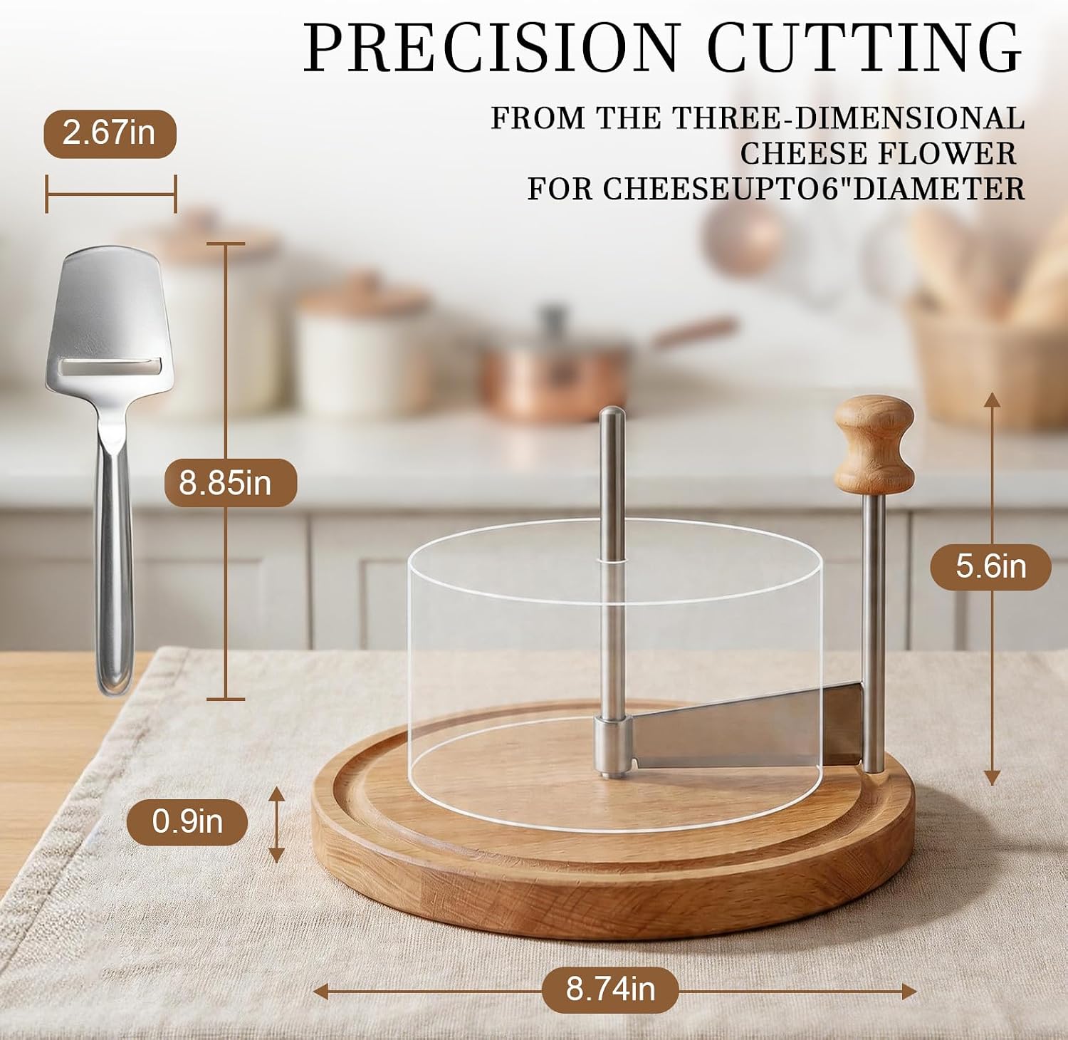 Girolle Cheese Shaver & Cutter Set, Cheese Curler Wheel with Non-Slip Base, Flower Shaper for Tête de Moine & Chocolate, for Charcuterie Boards, Parties, Dinners & Ideal Gift for Cheese Lovers