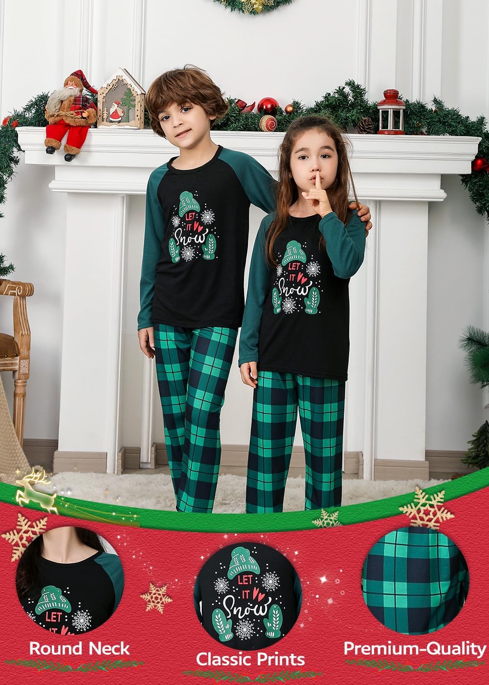 VNVNE Family Christmas Pjs Matching Sets for Women/Men/Couples/Adults, Holiday Xmas Reindeer Elf Plaid Pajamas Sleepwear - Image 5