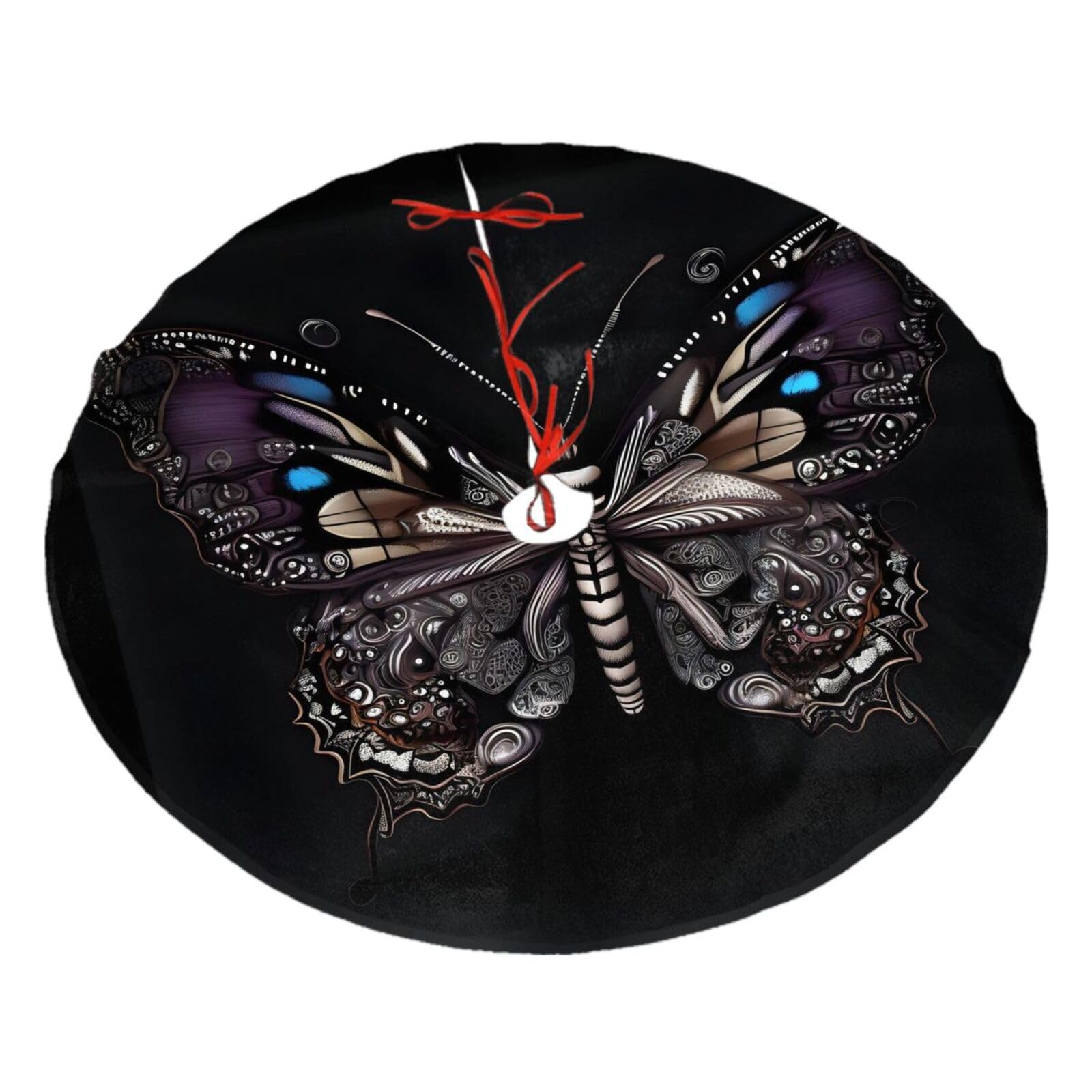 Science Butterfly Printed Christmas Tree Skirt Christmas Plush Tree Skirt 48 inches (About 112.2 cm) Christmas